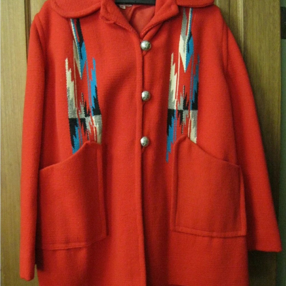 Craft Red Wool Chimayo Blanket Coat